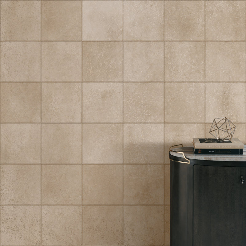 High Street Semi-Polished 12'' W x 12'' L Porcelain Concrete Look Singular Tile, Dove
