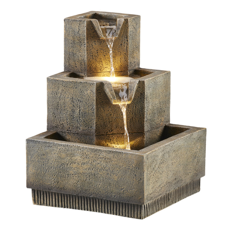 Outdoor Weather Resistant Cascade Fountain with Lights