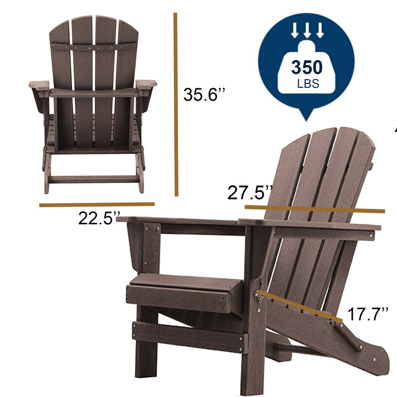Foldable Outdoor Adirondack Chair, Brown
