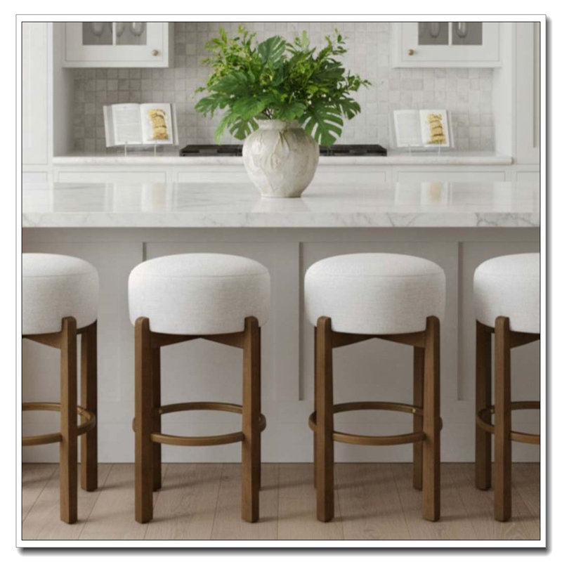 Wooden Upholstered Barstool, Dark Walnut