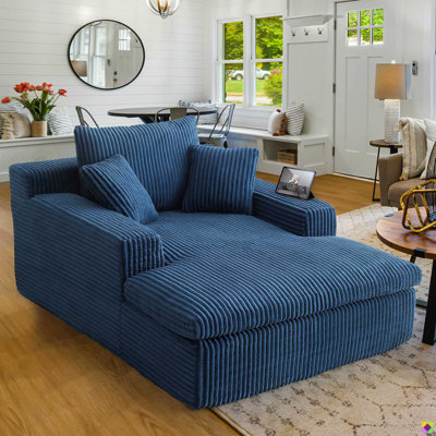 Braidon Assemble Free Vacuumed 46.5"W Corduroy Chaise Lounge