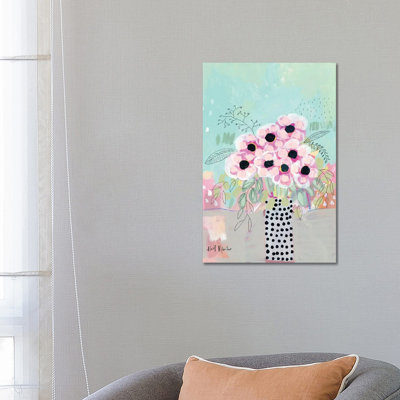 «Dots And Flowers» par - Toile tendue