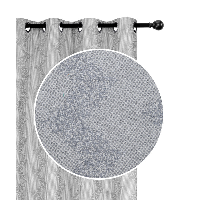 Panneau de jacquard W 8 Grom (chevron) (gris) (84 po) - ensemble de 2, Argent, l 54 po x L 96 po