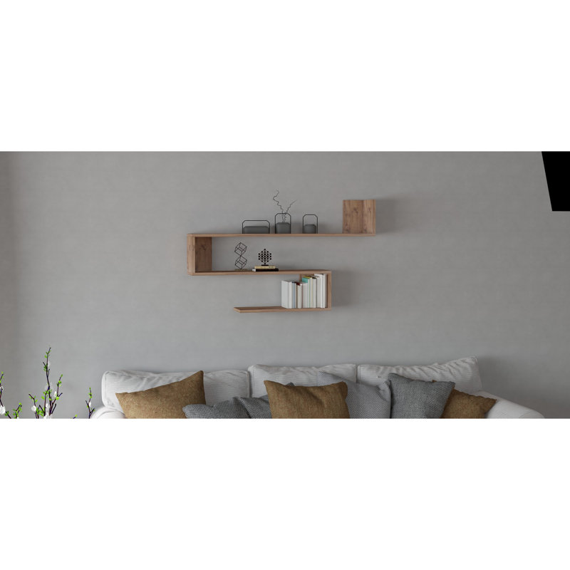 Modern Wall Shelf, Sapphire Oak, 47.2 x 27.9 x 7.9 inches | 100% Melamine Coated Particle Board, Thickness: 0.7 inches | Wall-Mounted Design for Stylish Storage & Display | Perfect for Contemporary Home Décor