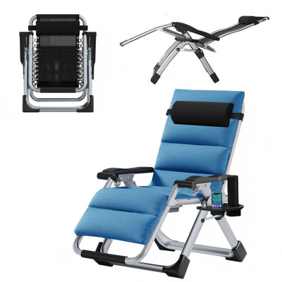 Halback Zero Gravity Chair, Folding Reclining Lounge Chair with Cushion, Headrest Support 400lbs by Arlmont & Co.