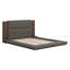 Floor Upholstered Platform Bed With Extended Wood Headboard & Bedside Shelf