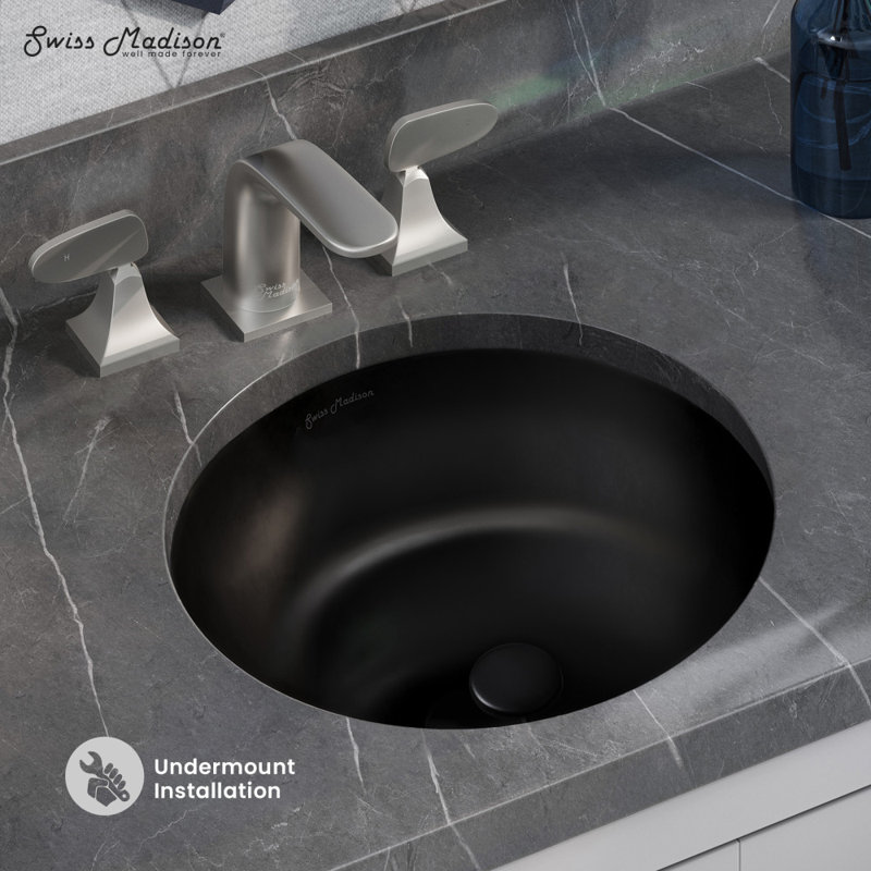 Monaco 16" Ceramic Undermount Bathroom Sink, Matte Black