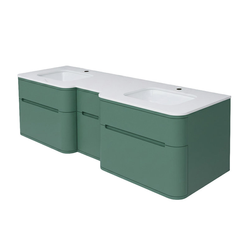 Eleganza 71.5'' W Double Vanity, Matte White, Matte Olive Green, Single-Hole