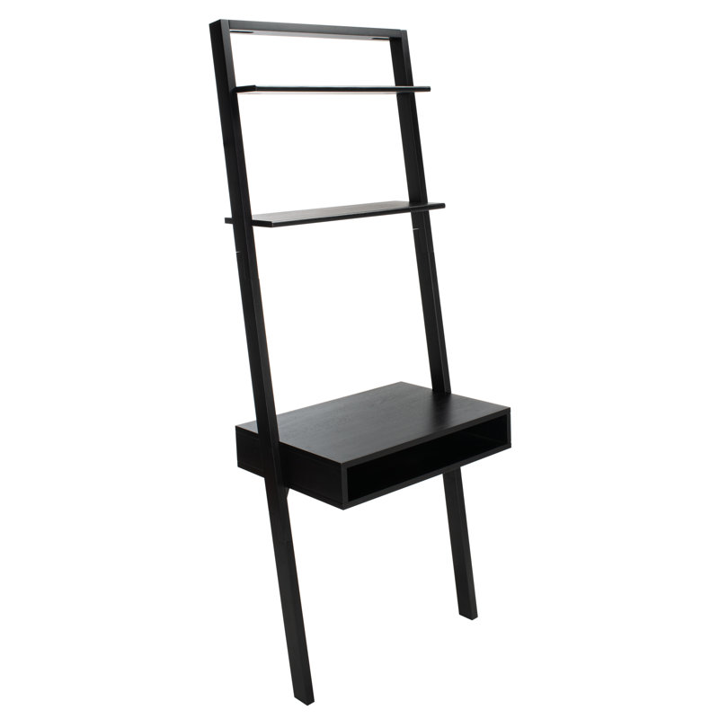 Bureau en bois massif Alanood, Noir, noir, noir, noir