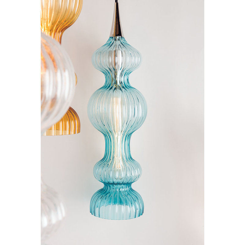 Pomfret 1 - Light Pendant, Blue, Aged Brass