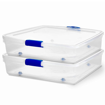 Homz Underbed Secure Latching Clear Plastic Storage Container