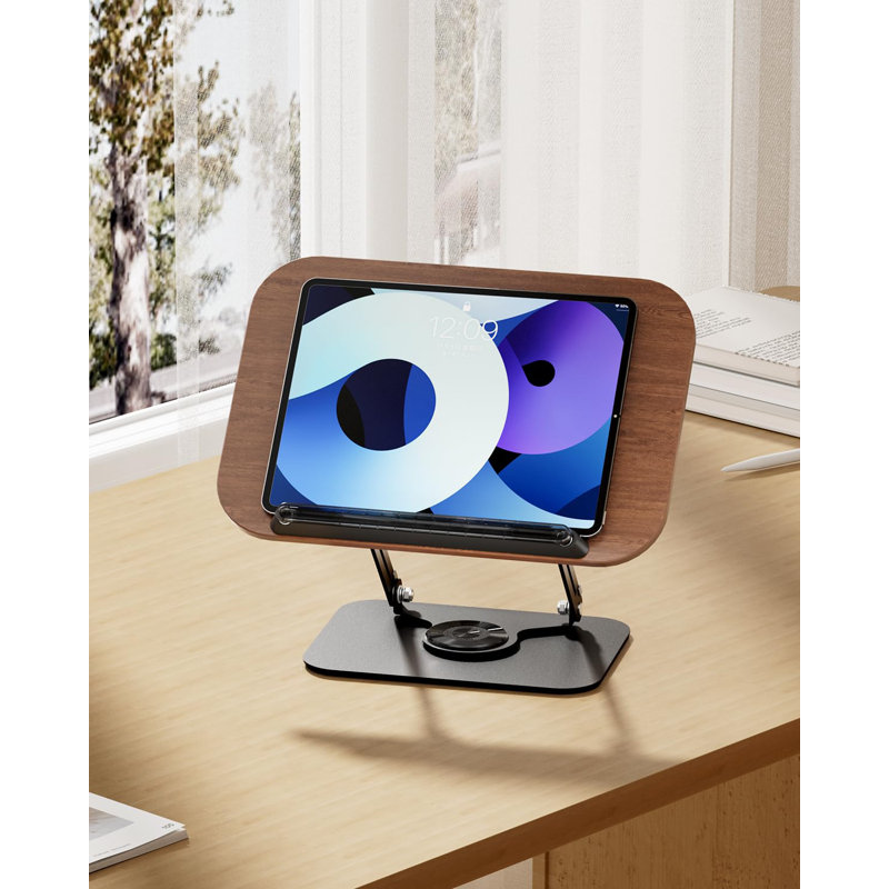 Book Stand For Reading,Book Holder, Height&Angle Adjustable, 360° Rotating Base, Foldable And Portable, Lightweight For Office, Kitchen, School Textbook, Recipe, Magazine