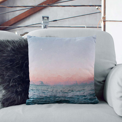 Moon Above the Vast Ocean Cushion with Filling