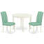 L'ensemble de meubles de salle à manger 3 pièces comprend une table de cuisine ronde et 2 chaises Parson en tissu Shitake foncé, blanc lin-1357128784-1357128787