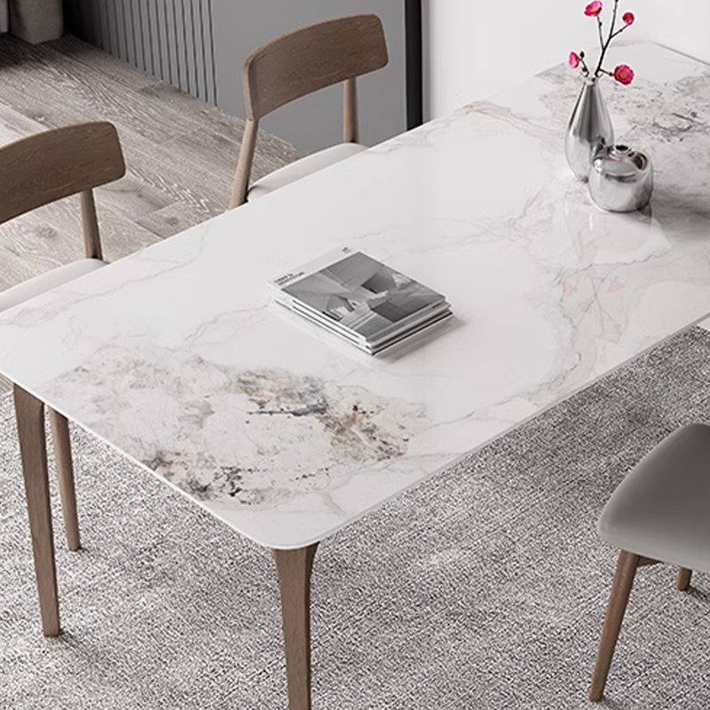 Endrew Rectangular rock slab simple modern dining table, 29.53"H x 59.06"L x 31.5"W