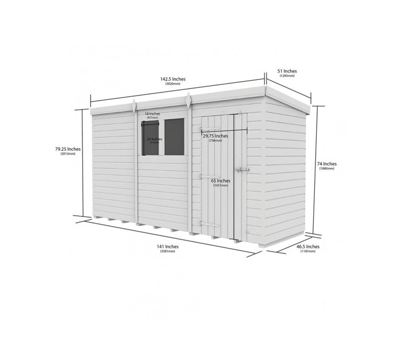 12x4 Pent Composite Shed