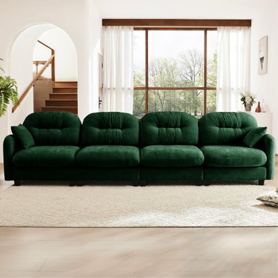 Canapé à 4 places avec tissu chenille, conception ergonomique, coussin et 2 coussins décoratifs pour le confort de la chambre à coucher, quatre rembourrage modulaire, éponge à haute résilience, chambres à épissage polyvalentes