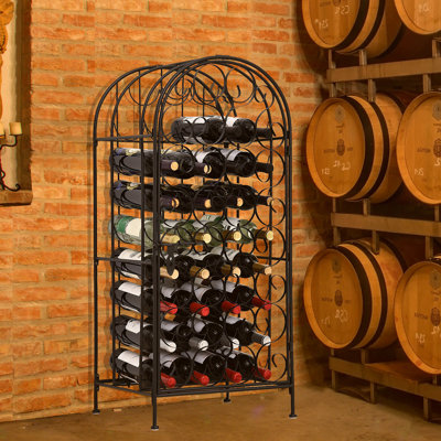 35 Bottle Wrought Iron Wine Rack Cabinet With Lock