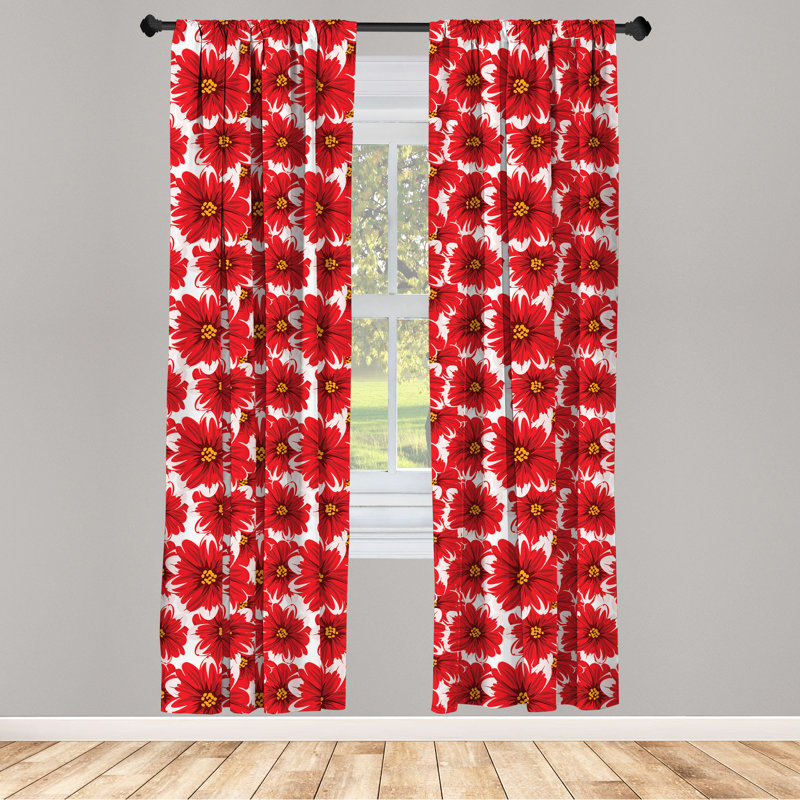 Flower Semi-Sheer Rod Pocket Sliding Panel, 28" x 84"