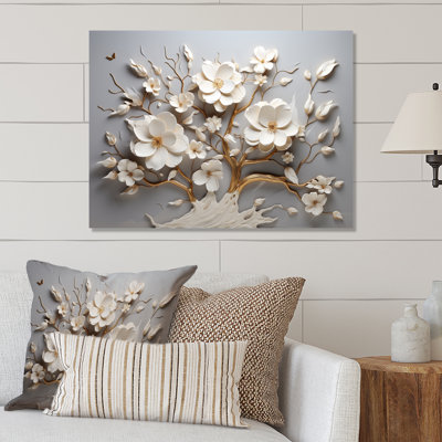 White Orchid Tree Garden Of Branches 10 - Abstract Floral Metal Wall Art