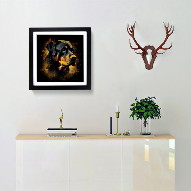 Rottweiler Grunge - Single Picture Frame Print on Wood, Black