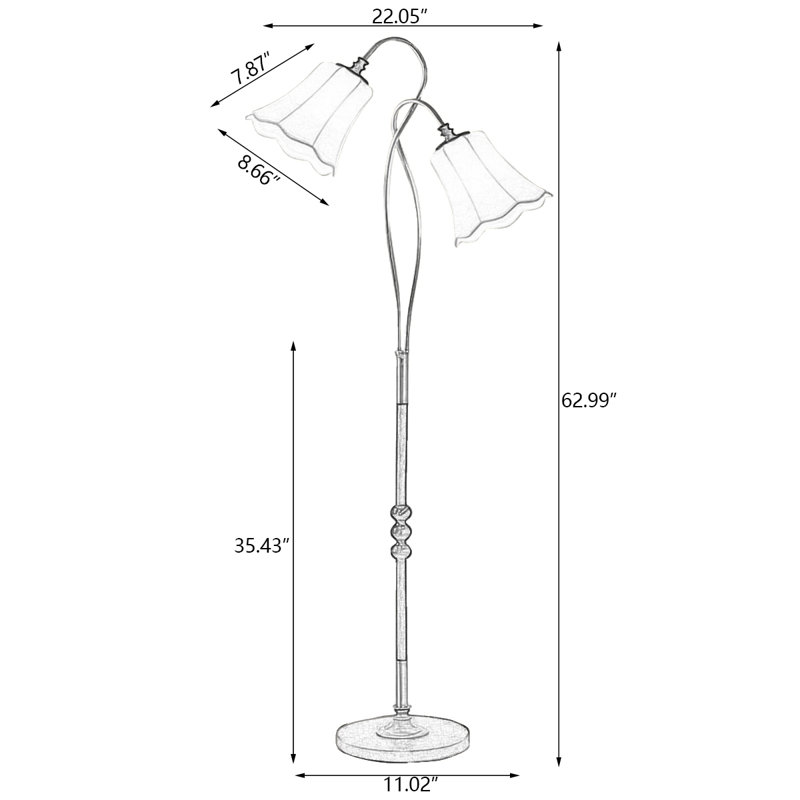Lampes sur pied en bois massif noir + fer + tissu