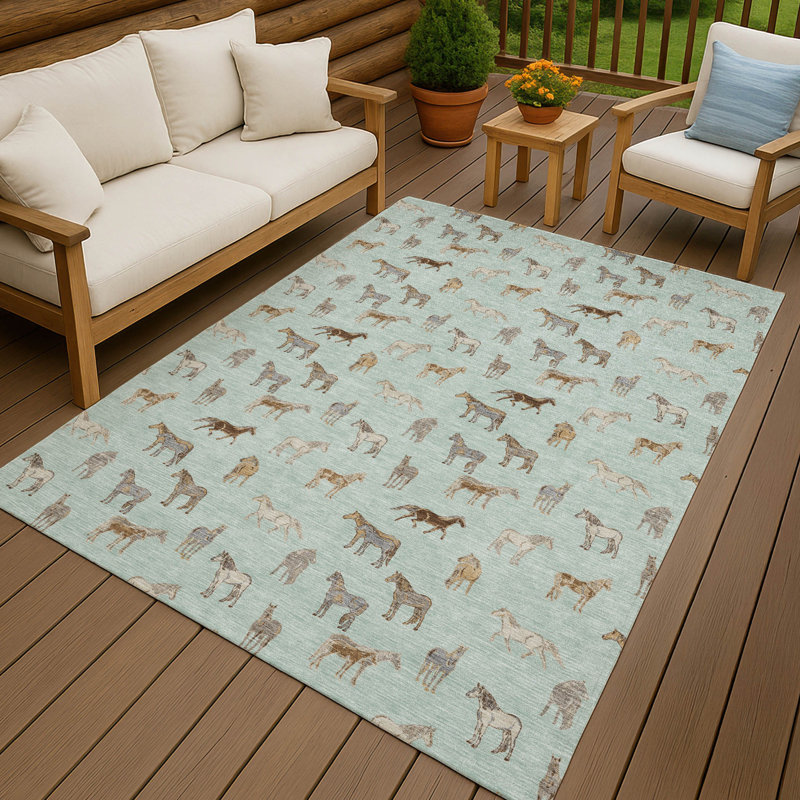 Tapis intérieur / extérieur lavable à la machine Chantille ACN2521, Menthe, Rectangle 10 pi x 14 pi