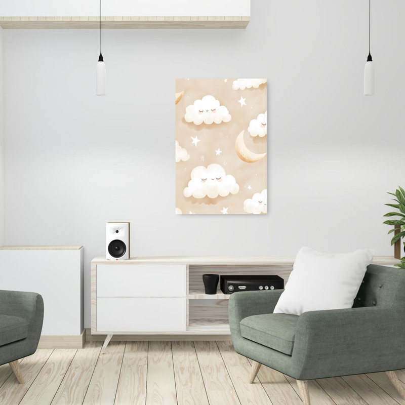 «Sleepy Clouds And Stars Dreamy Peaceful Abstract Landscape Nature», reproduction d'art mural, H 36 po x l 24 po