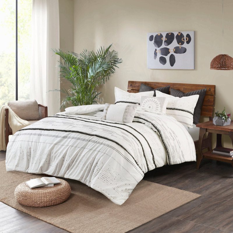 Ensemble de housse de couette en coton double / grand avec garnitures