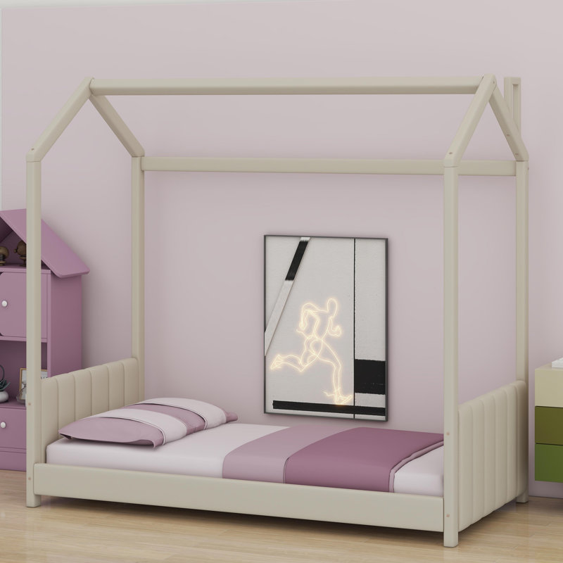 Lit en bois Velvet House, Beige