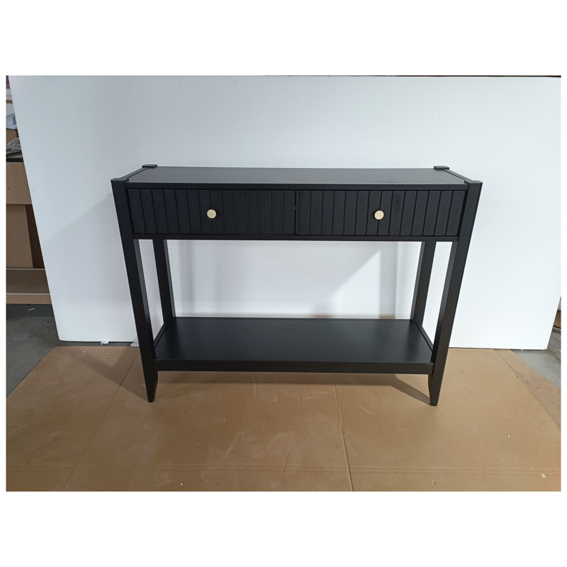 Console noire avec tiroirs et tablette de rangement - Table d'entrée étroite pour le mobilier de couloir, de salon et de canapé