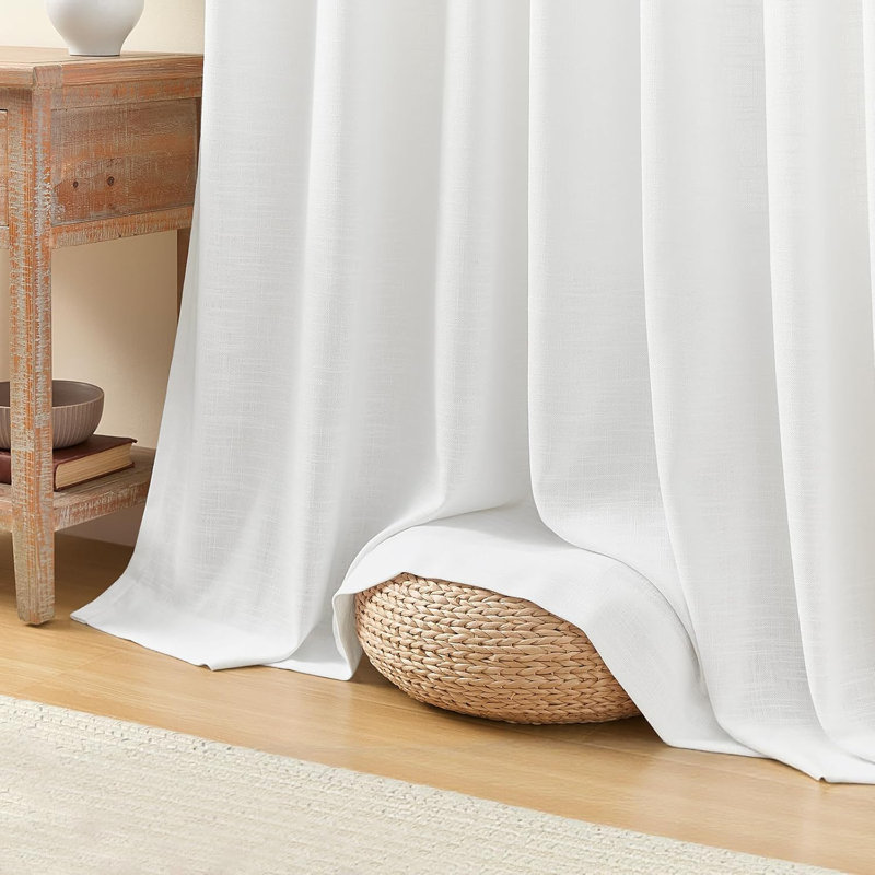 YZ Home Pinch Pleated Linen Curtains 2 Panels Set, Linen Blend Semi-Sheer Drapes Memory Trained Pleated Curtain Back Tab for Living Room Bedroom