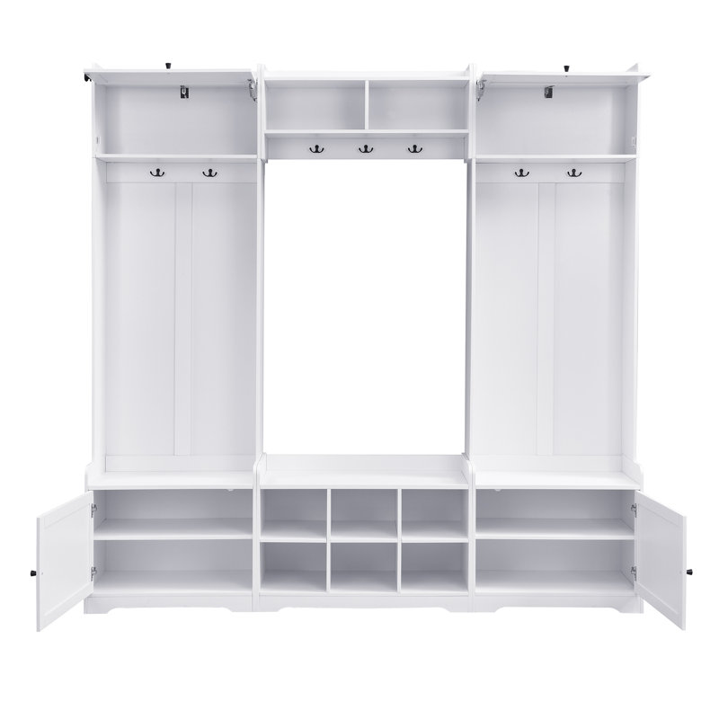 Portemanteau moderne avec rangement pour chaussures 79,1 po, Blanc