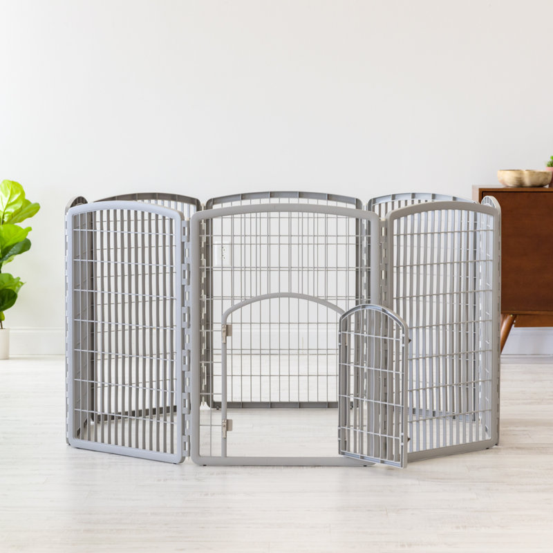 Parc d'exercice pour chien avec porte IRIS 4-8, gris clair, H 34,25 po