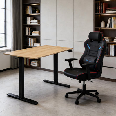 Bureau électrique électrique, 24 po x 48 po, couleur ambre et graphite, surface monobloc de 1 po d'épaisseur, espace de travail ergonomique, bureau à faible bruit, hauteur réglable, assemblage facile
