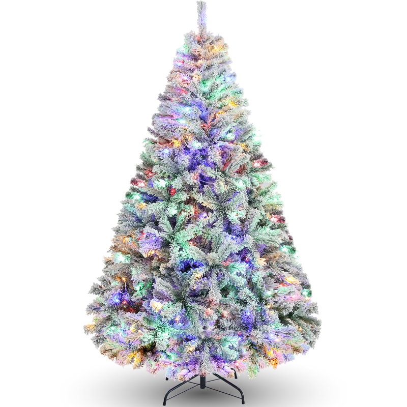 Arbre de Noël artificiel enneigé 6 pi avec lumière et lumières multicolores