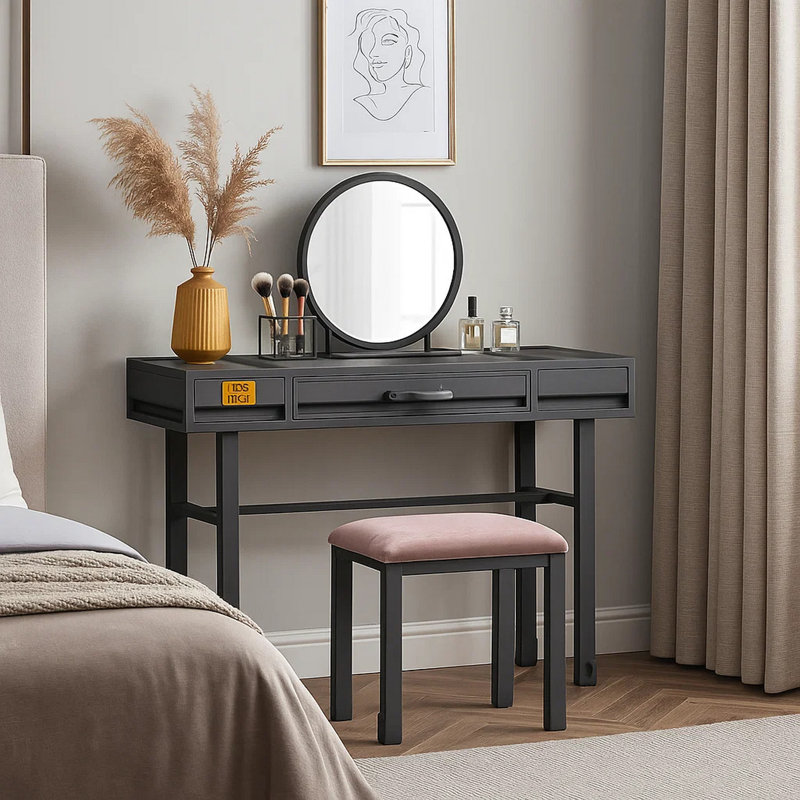 Base de meuble-lavabo de salle de bain 1 tiroir 47" en métal et bois seulement, Gris