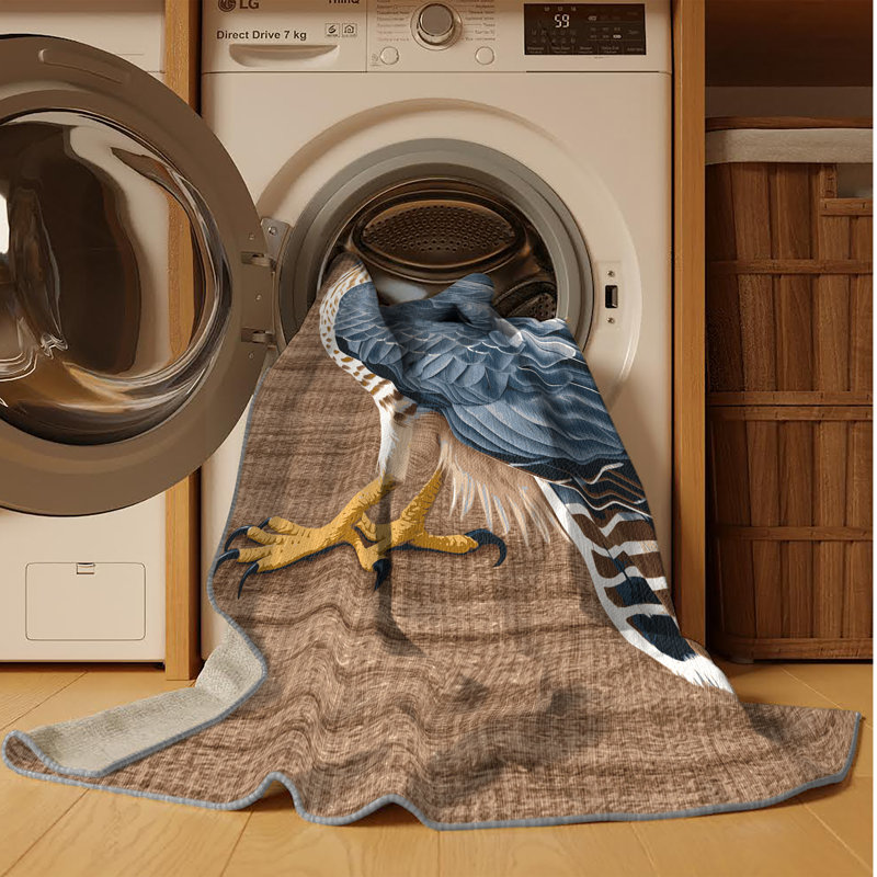 Washable Sharp shinned Hawk Birds Area Rug, Square 5'