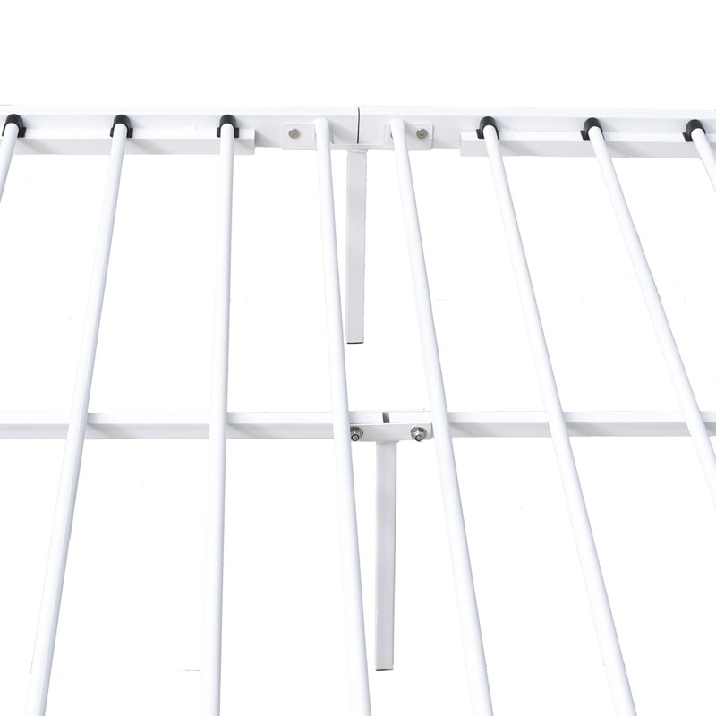 Structure de lit plateforme en métal blanc grand