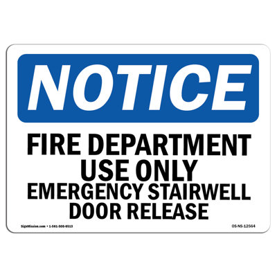 Fire Department Use Only Emergency Stairwell Sign