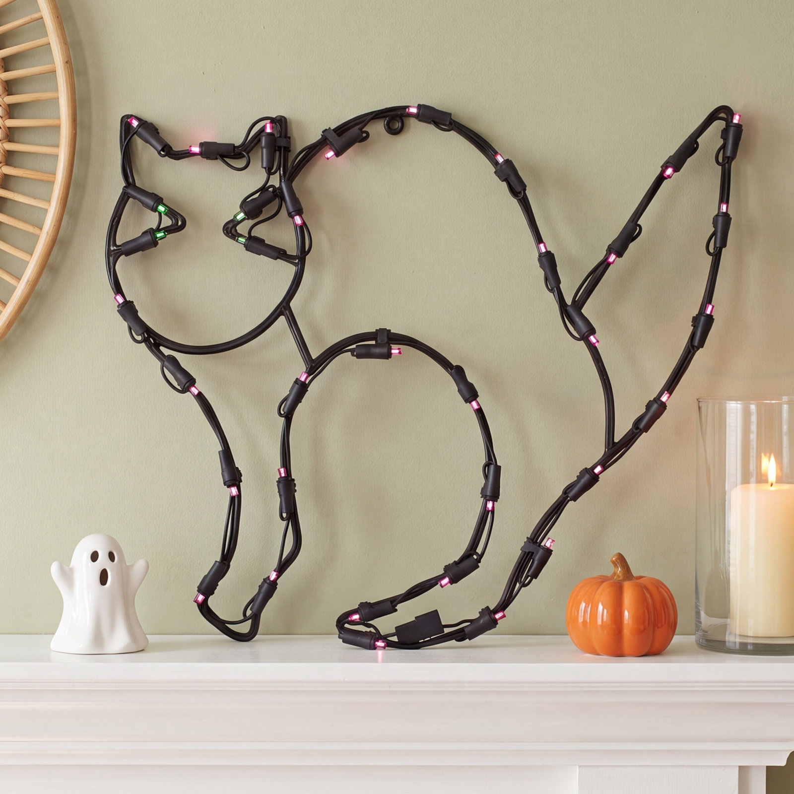 18" Halloween Cat Lighted Window Decor