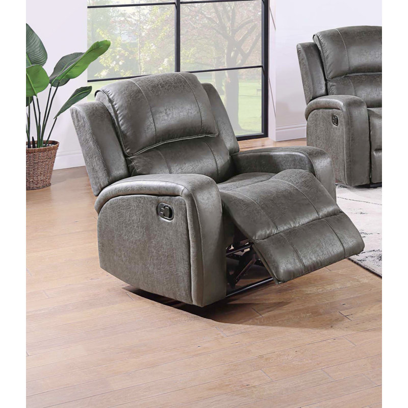 Seung Faux Leather Recliner, Smoke Leather