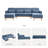 113.4" W U-Shaped Chenille Sectional Sofa With 2 Chaises, 3-Level Adjustable Backrest Solid Wood-575702495
