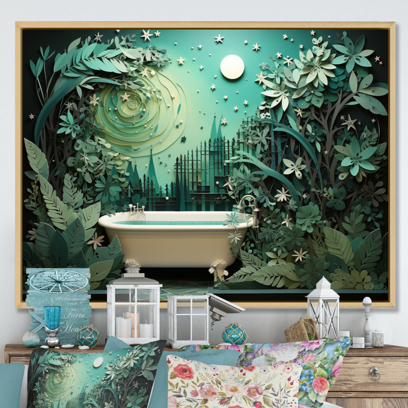 «Liekele Bath Fresh Oasis II», reproduction sur toile, H 16 po x l 32 po x P 1 po, Cadre naturel flottant