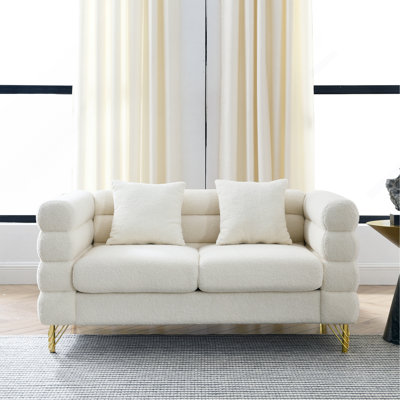 Canapé modulaire surdimensionné de 60 pouces à 2 places avec assise profonde et tissu doux, comprend 2 coussins pour un confort ultime dans le salon ou la chambre à coucher