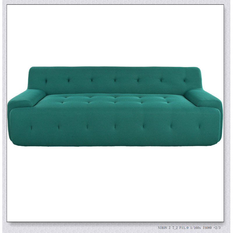86.2'' Tufted Design Upholstered 3-Seat Sofa, Premium Mesh Fabric for Comfort and Style, Green