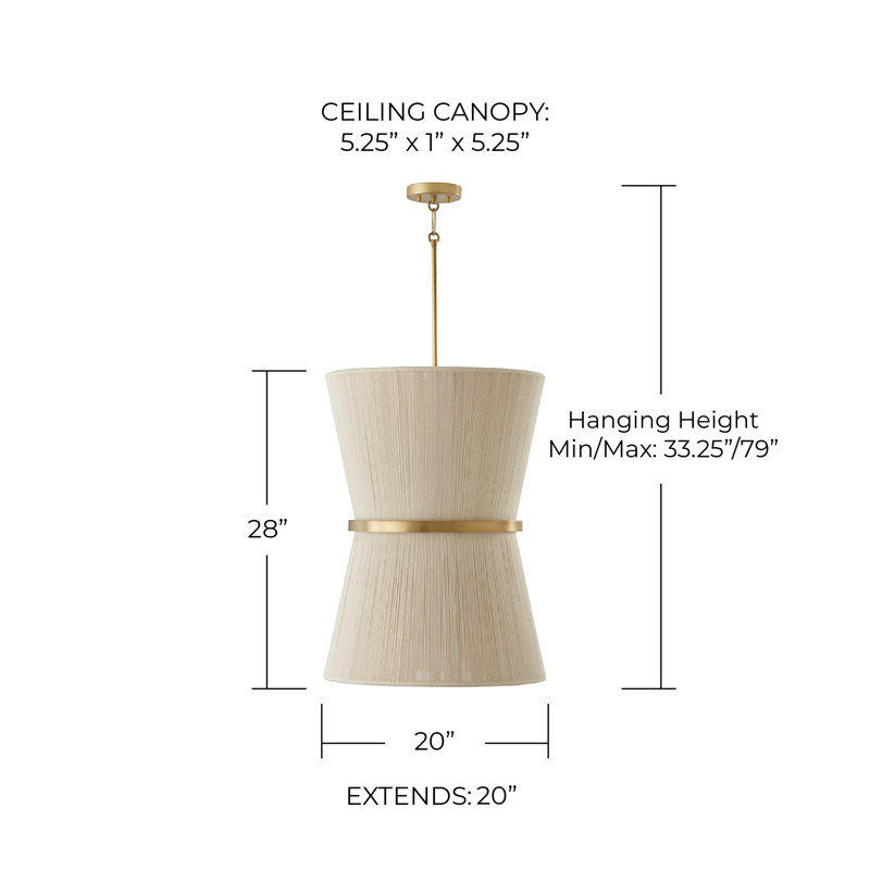 Cecilia 6 - Light Unique/Statement Pendant, Bleached Natural Rope