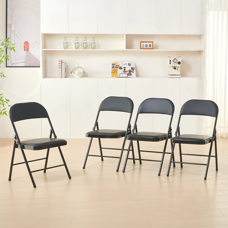 Chaises pliantes rembourrées pour l'intérieur et l'extérieur, Noir, 6