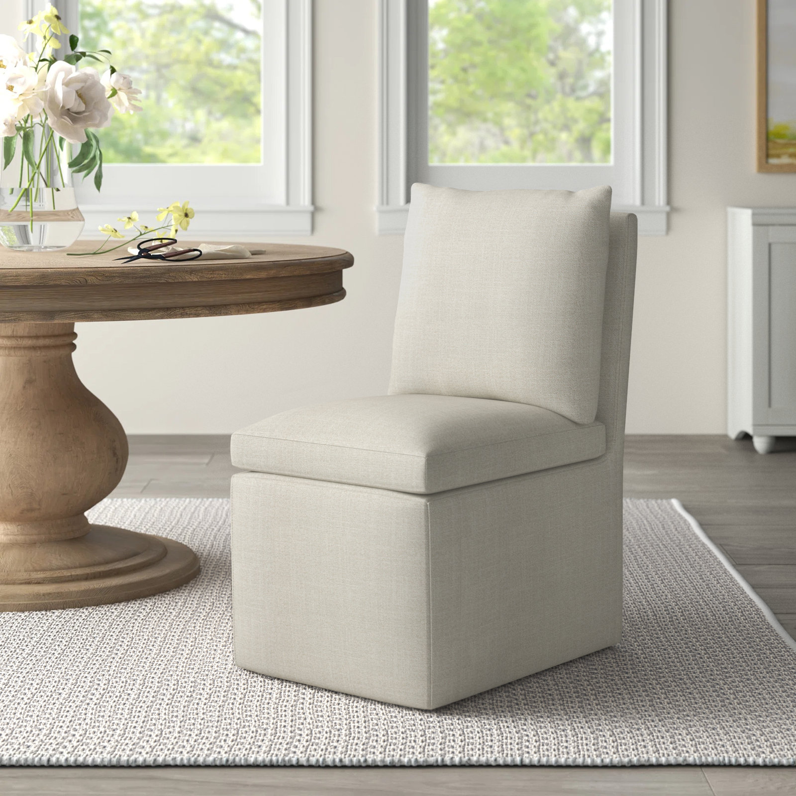 Alayaa Upholstered Side Chair, Effie Linen Performance Linen