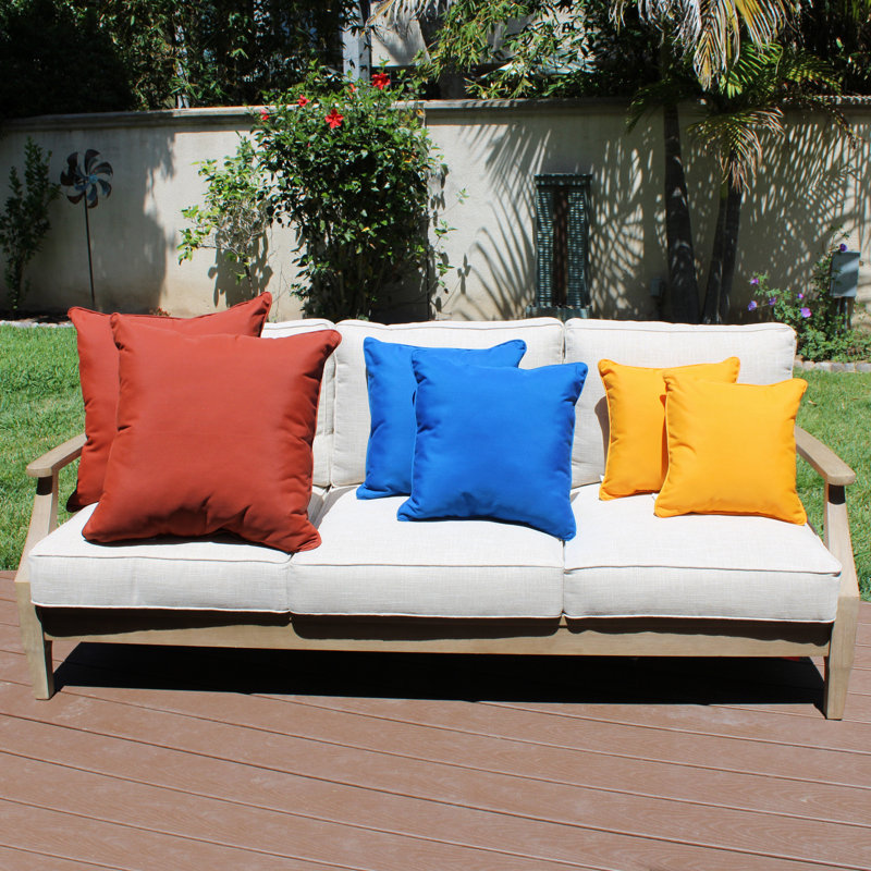 Element Synthetic Throw Square Indoor/Outdoor Pillow Cover & Insert, Denim Blue, 15" x 15"